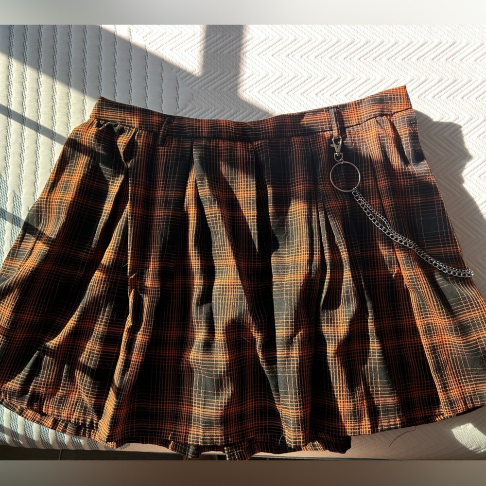 Hot Topic Orange Plaid Skirt